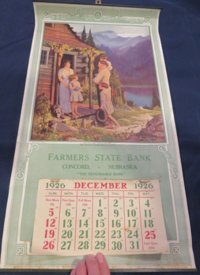 1926 FARMERS STATE BANK - CONCORD, NEBRASKA - ADVERTISING CALENDAR