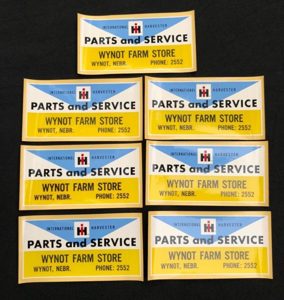 INTERNATIONAL HARVESTER PARTS AND SERVICE "WYNOT FARM STORE - WYNOT, NE"  ADVERTISING STICKERS | Art, Antiques & Collectibles Collectibles  Advertising Agriculture Advertising | Online Auctions | Proxibid