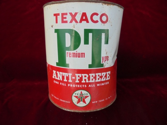 VINTAGE TEXACO "P-T" ANTI-FREEZE GAL. ADVERTISING CAN