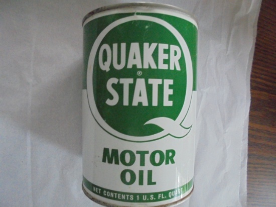 VINTAGE ALL METAL QUART ADVERTISING OIL CAN- "QUAKER STATE"