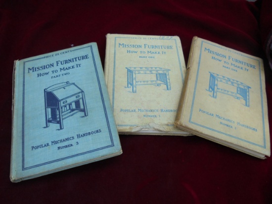 THREE OLD BOOKS "HOW TO MAKE MISSION FURNITURE"-PART ONE AND TWO WITH ANOTHER PART ONE