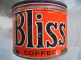 VINTAGE BLISS COFFEE ADVERTISING CAN-ONE POUND SIZE-BRIGHT COLOR