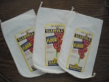 THREE SMALL CLOTH ADVERTISING SACKS FOR A FREE SAMPLE OF 