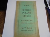 1925 SPOTTED POLAND CHINAS HOG SALES BROCHURE-STANBERRY MISSOURI