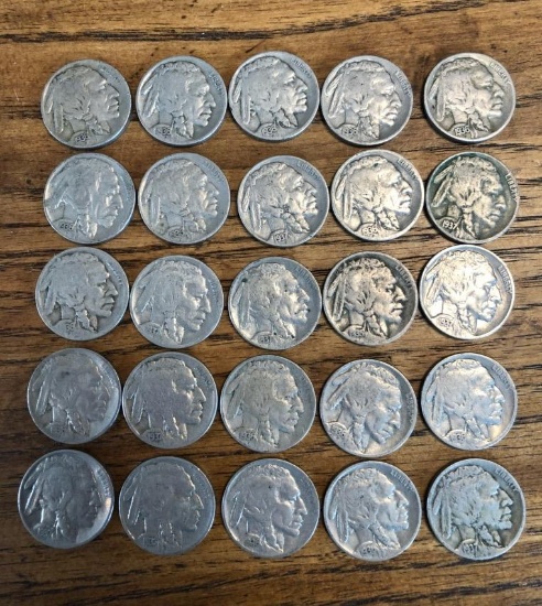 SET OF (25) UNITED STATES BUFFALO NICKELS