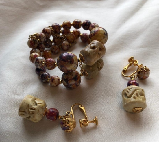 MIRIAM HASKELL CLIP ON EARRINGS AND BRACELET