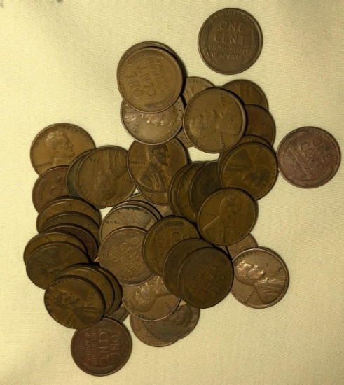 SET OF (50) OLD US WHEAT CENTS -- ALL MINTED IN THE 1930'S