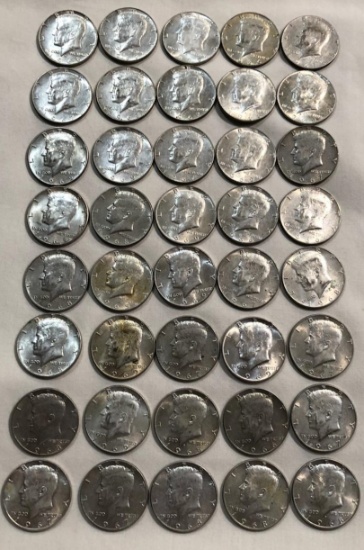 SET OF (40) 40% SILVER KENNEDY HALF DOLLARS -- NICE COINS