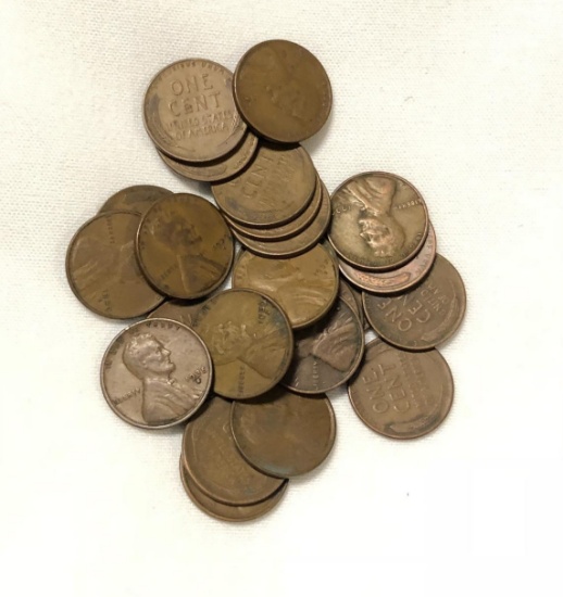 SET OF (25) OLD US WHEAT CENTS -- ALL MINTED IN SAN FRANCISCO IN THE 1930'S
