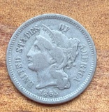 1865 UNITED STATES THREE CENT NICKEL