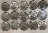 SET OF (15) 40% SILVER KENNEDY HALF DOLLARS