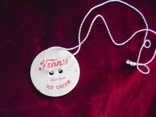 OLD ADVERTISING "FENN'S ICE CREAM" STRING TOY