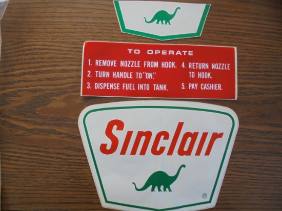 (3) OLD GAS PUMP STICKERS FROM "SINCLAIR" OIL CO