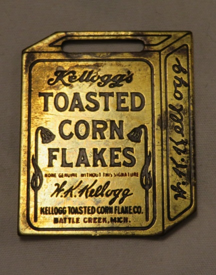 KELLOGG'S TOASTED CORN FLAKES ADVERTISING WATCH FOB