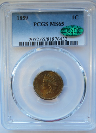 1859 INDIAN HEAD CENT - PCGS MS65 CAC