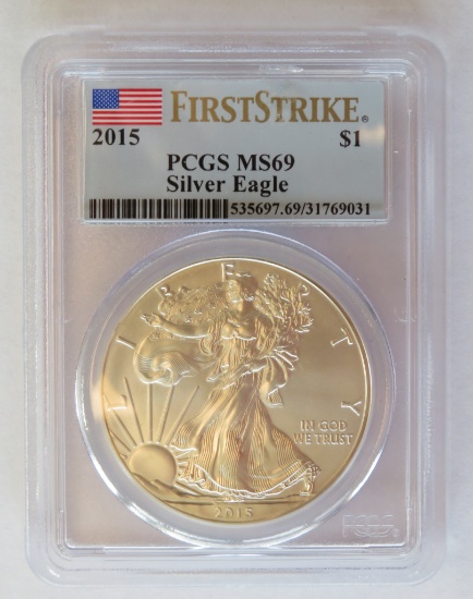 2015 $1 SILVER EAGLE - PCGS MS69 FIRST STRIKE LABEL