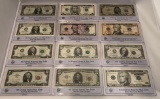 UNITED STATES HISTORICAL STAR NOTE COLLECTION IN WOODEN DISPLAY CASE