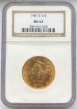 1901-S $10 LIBERTY GOLD EAGLE - NGC MS-62