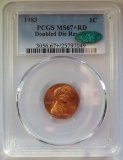1983 DOUBLE DIE REVERSE LINCOLN CENT PCGS MS67+ RD CAC