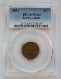 1858 LARGE LETTERS FLYING EAGLE CENT - PCGS MS63