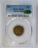 1857 FLYING EAGLE CENT - PCGS MS65 CAC