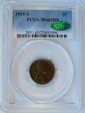 1915-S LINCOLN WHEAT CENT - PCGS MS65 BN CAC