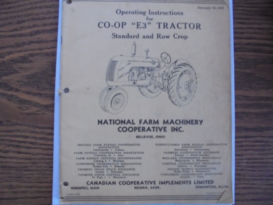 1947 "CO-OP E-3" TRACTOR OPERATING INSTRUCTING BOOKLET