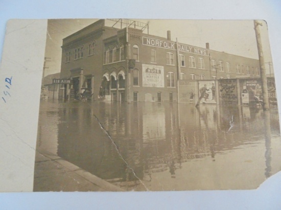 REAL PHOTO POST CARD OF NORFOLK DAILY NEWS BUILDING NORFOLK NEBRASKA