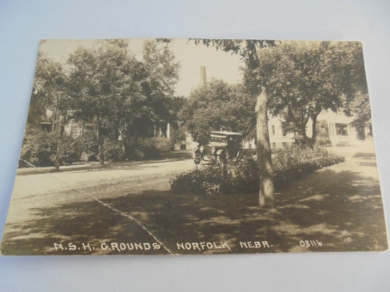 EARLY RPPC OF NORFOLK SENIOR HIGH & EARLY AUTOMOBILES