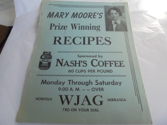 OLD "WJAG RADIO" NORFOLK NEBRASKA MARY MOORE'S RECIPES NEWSLETTER