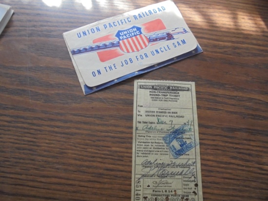 1947 UNION PACIFIC RAILROAD TICKET AND ENVELOP