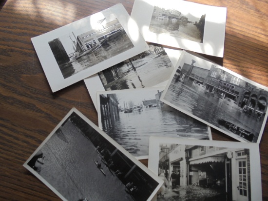 GROUP OF 7 OLD REAL PHOTO POST CARDS FROM NORFOLK NE. FLOOD