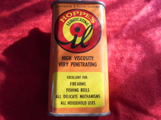 NICE VINTAGE CAN OF "HOPPE'S LUBRICATING OIL-3 OZ SIZE-LOOKS NICE