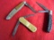3 OLD POCKET KNIVES-TWO WITH DAMAGE-HANDLE DAMAGE ON THE REMINGTON
