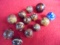 14 OLD CROCKERY MARBLES-ALL BROWN ONE BLUE