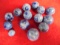 14 OLD BLUE COLORED CROCK GLAZED MARBLES SOME 3/4 INCH AND SMALLER