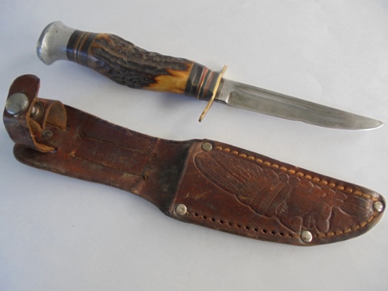 OLD HUNTING KNIFE--7 1/2 INCHES OVERALL "FEDERAL MDSE CORP" SOLINGEN