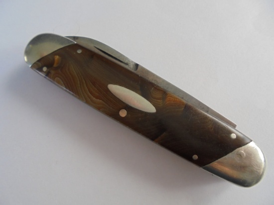 VINTAGE "L.F.& C" 3 BLADE POCKET KNIFE-ATTRACTIVE OUTSIDE AND FAIRLY NICE BLADES