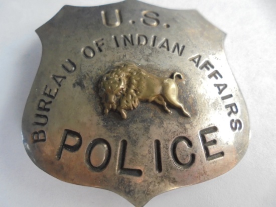 OLD "BUREAU OF INDIAN AFFAIRS" BADGE WITH BUFFALO