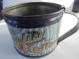 1912 MARKED FORBES COFFEE 3 OZ SAMPLE ADVERTISING TIN CUP-STUNNING ADVERTISING
