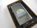 VINTAGE ZIPPO LIGHTER IN BOX WITH ADVERTISING FROM 