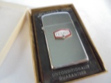 OLD ZIPPO CIGARETTE LIGHTER IN BOX WITH ADVERTISING FROM