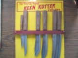 STUNNING KEEN KUTTER STAND UP STORE DISPLAY FOR KITCHEN KNIVES W/ 6 NEW OLD STOCK KNIVES-IMPRESSIVE