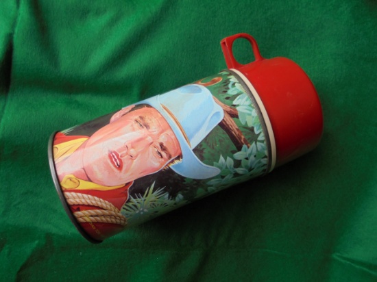 RARE 1968 LUNCH BOX THERMOS "CHUCK CONNORS STARING IN COWBOY IN AFRICA"-QUITE NICE ORIGINAL