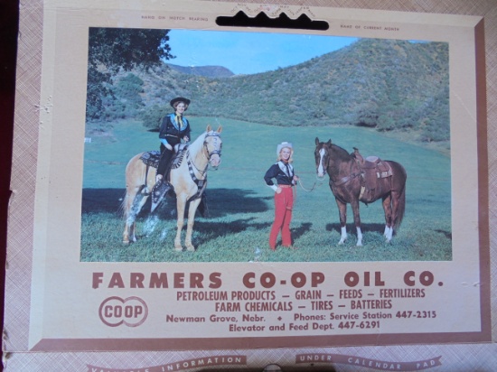 1967 FARMERS COOP ADVERTISING CALENDAR WITH "COWGIRLS"--NEWMAN GROVE NEBRASKA