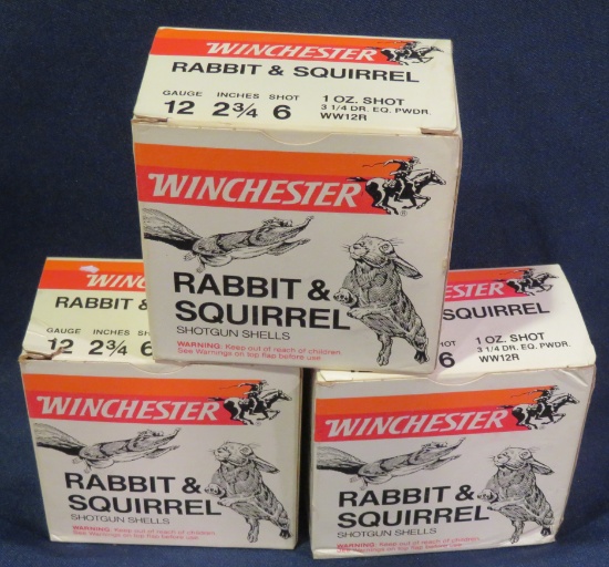 (3) Winchester 12ga Rabbit and Squirrel 6 Shot 2.75" Shotgun Shells
