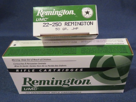 (2) Remington UMC 22-250 50gr JSP