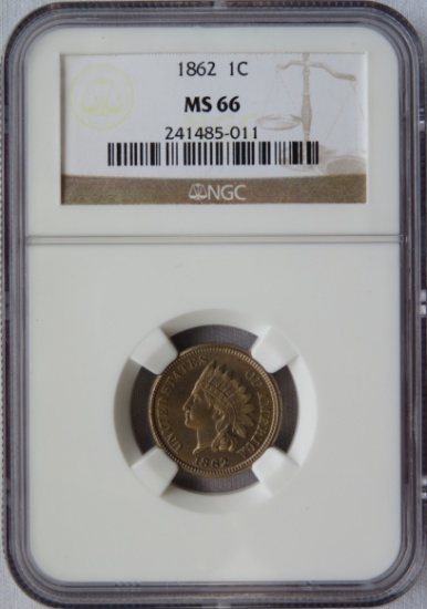 1862 INDIAN HEAD CENT - NGC MS66