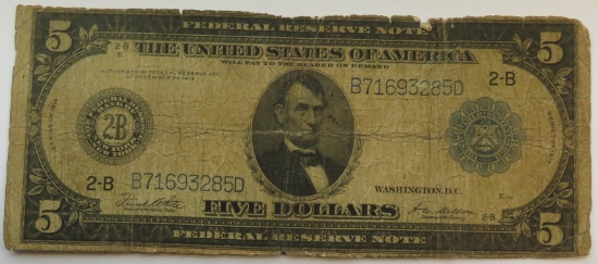 1914 SERIES $5 NEW YORK FEDERAL RESERVE NOTE