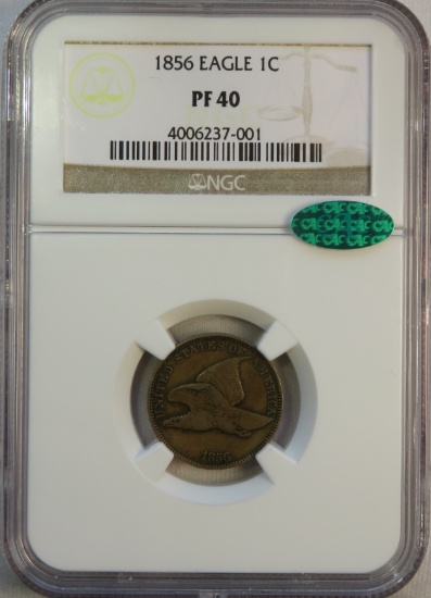 1856 PROOF FLYING EAGLE CENT - NGC PF40 CAC